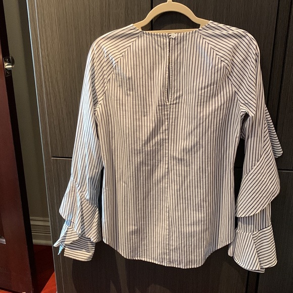 Veronica Beard Black and White Striped Blouse - Picture 6 of 8